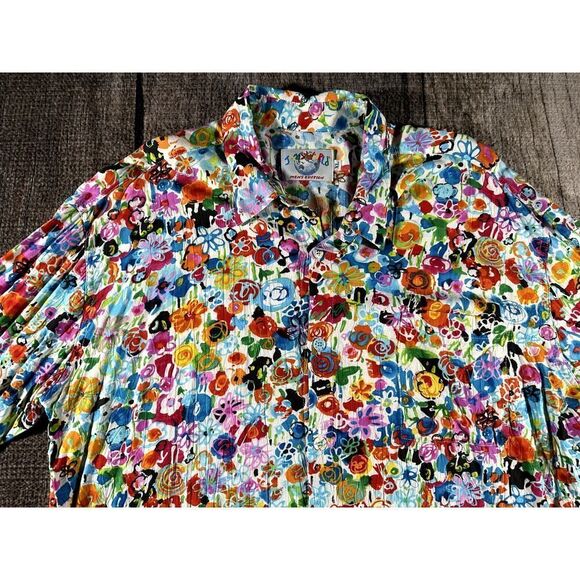 💎 RARE Jams World Flourish Flower Pattern Button Down Pocket Shirt XL - Picture 2 of 10